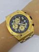 Fake Audemars Piguet Watch Black Face Yellow Gold  Brown Leather (8)_th.jpg